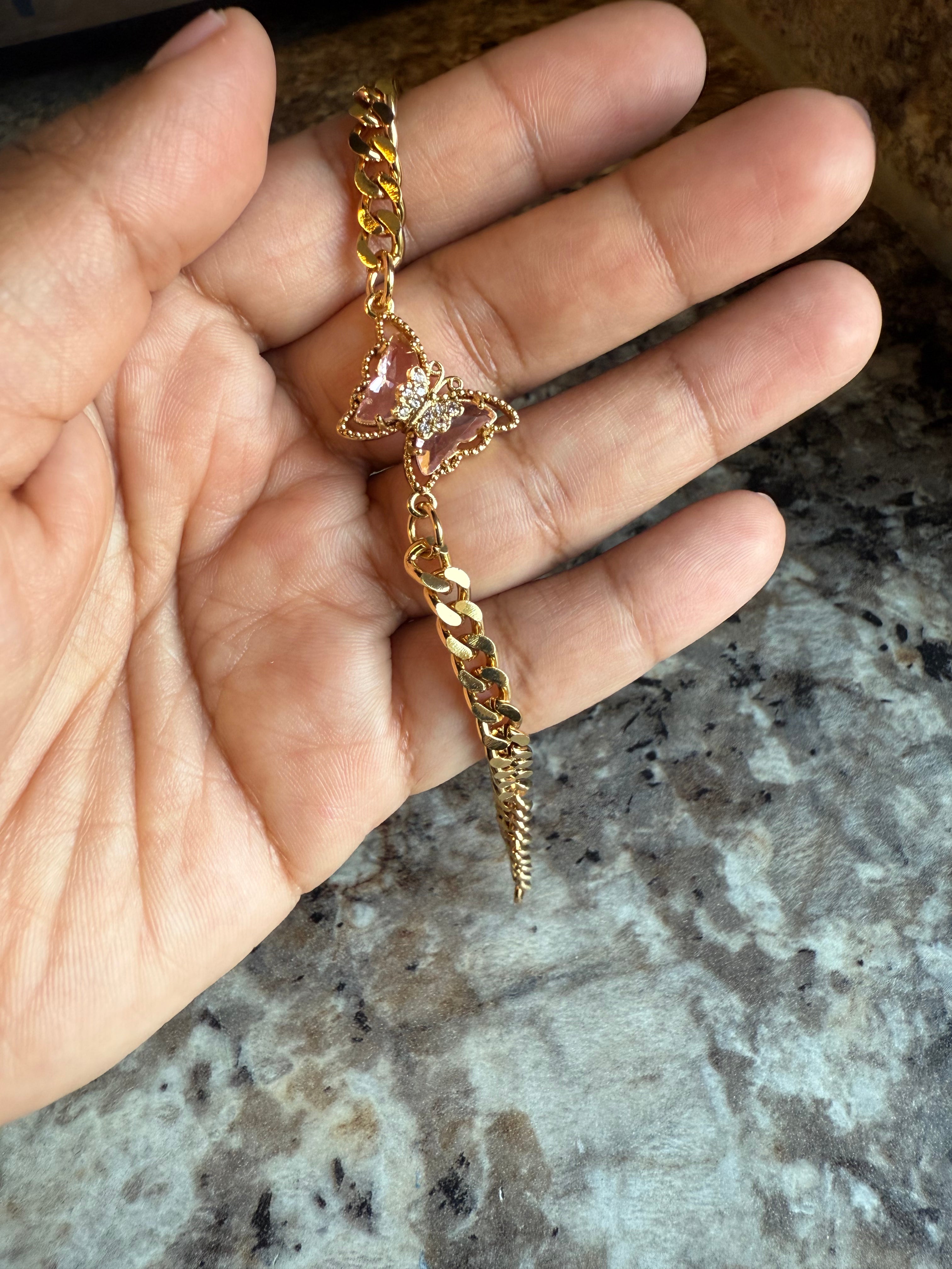 Pulsera de mariposa rosada