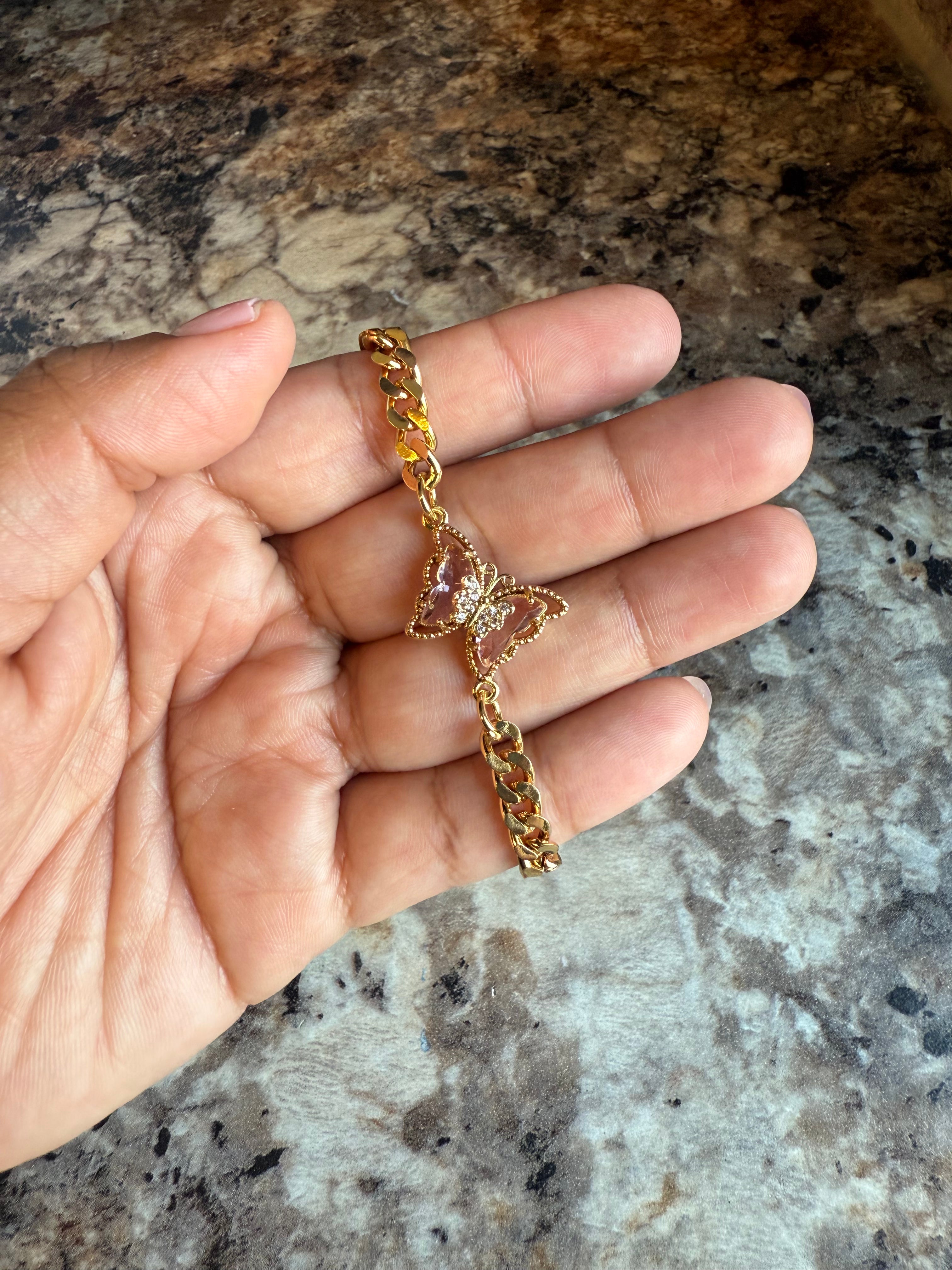 Pulsera de mariposa rosada